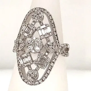 18K White Gold 1.08ct. Diamond Cocktail Fashion Ring