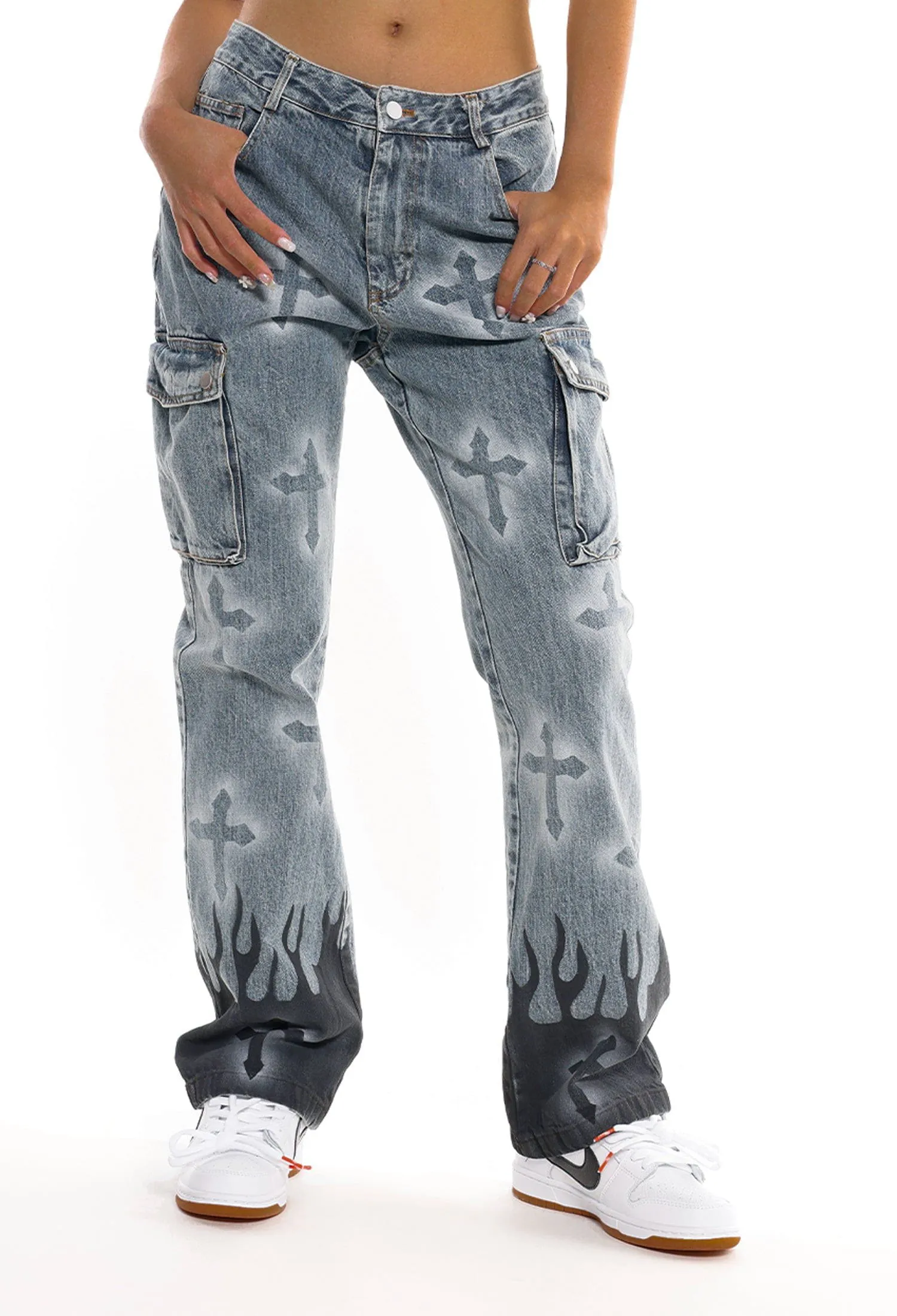 AlanBalen® - Flame & Cross Vibe Slim Jeans