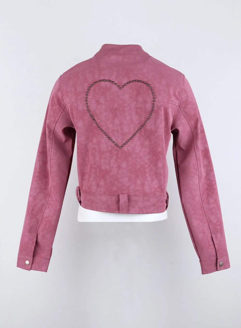 Back Heart Studs Faux Leather Jacket CO325