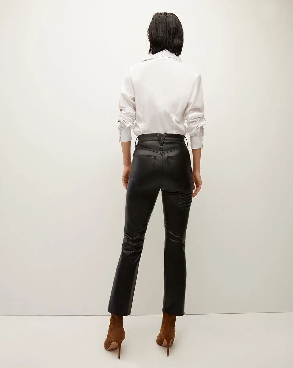 Carly Vegan Leather Kick-Flare Pant