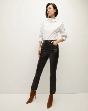 Carly Vegan Leather Kick-Flare Pant