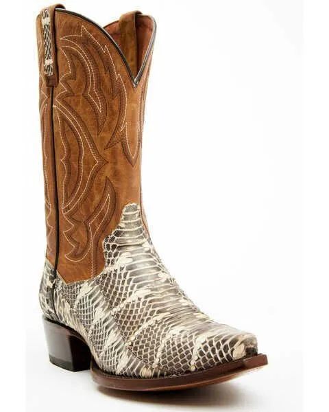 Cowboy Brown Snake Print Leather Western Boot Men Fashion Handmade Ankle Boots