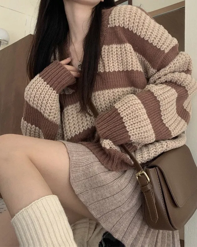 Cozy Reading Striped Sweater