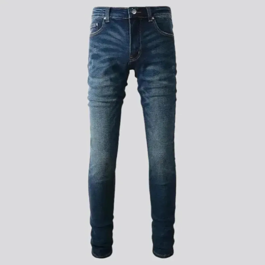 Dark-wash men's casual jeans