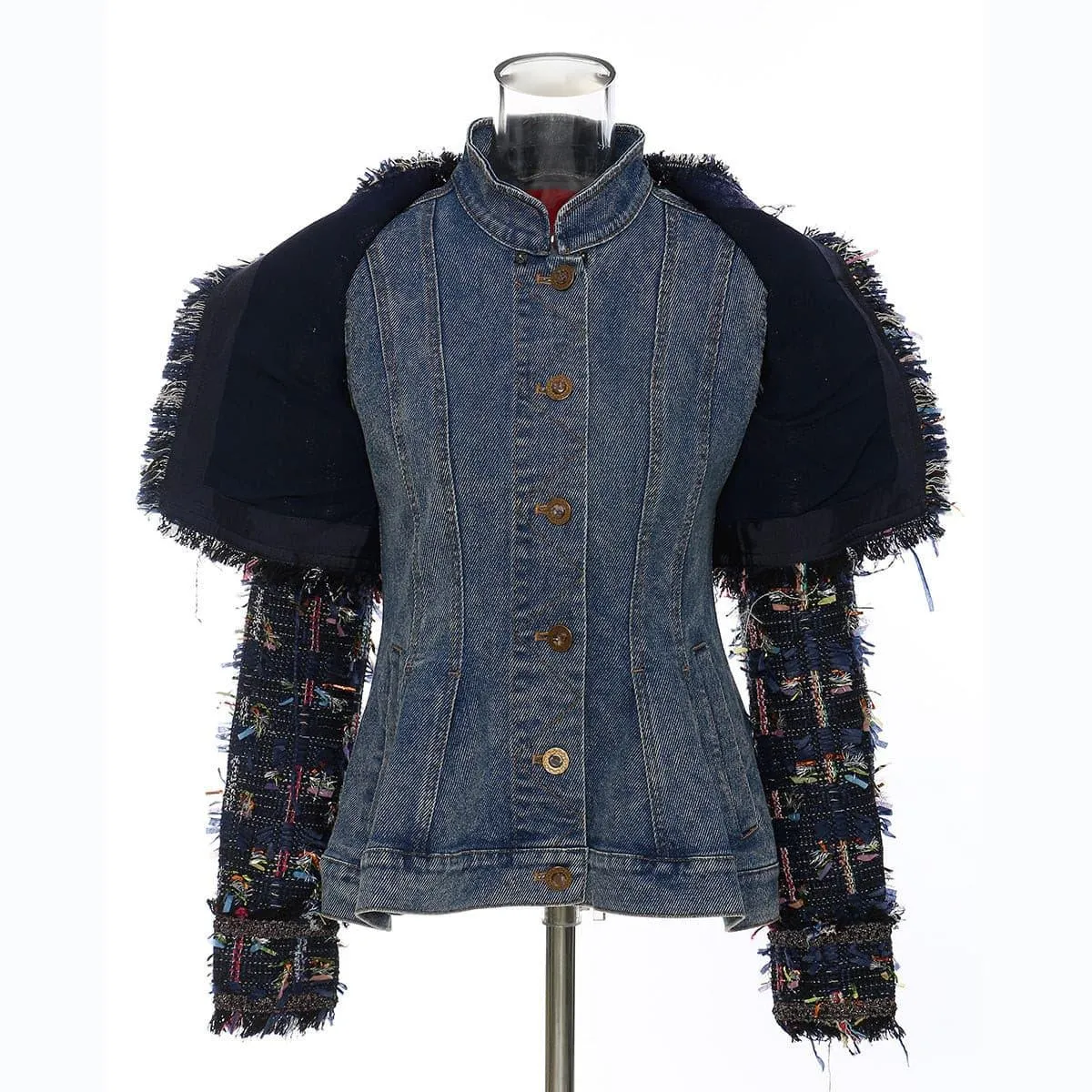 Denim stitching removable two-piece denim jacket