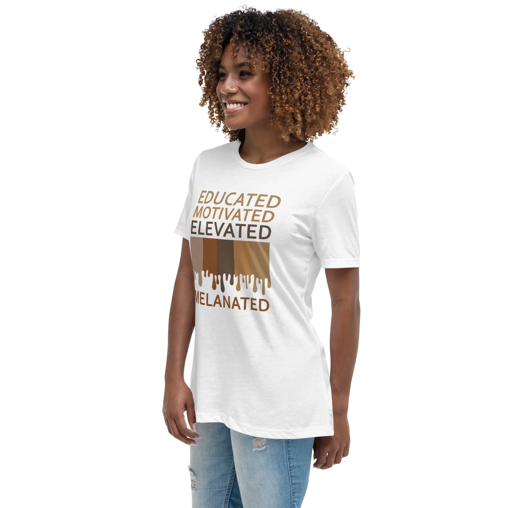 Educated Motivated Elevated Melanated Drip Women's Short Sleeve T-Shirt