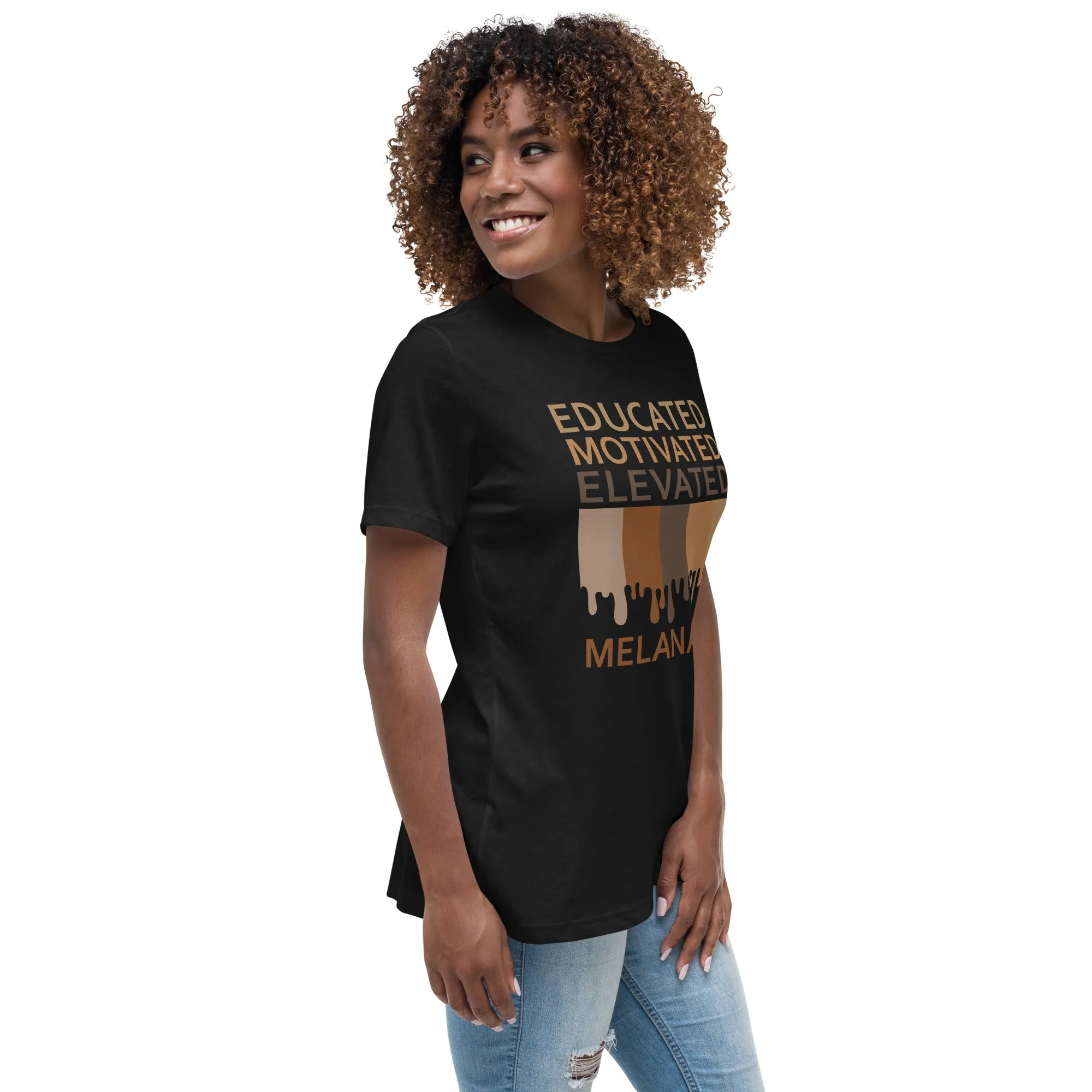 Educated Motivated Elevated Melanated Drip Women's Short Sleeve T-Shirt