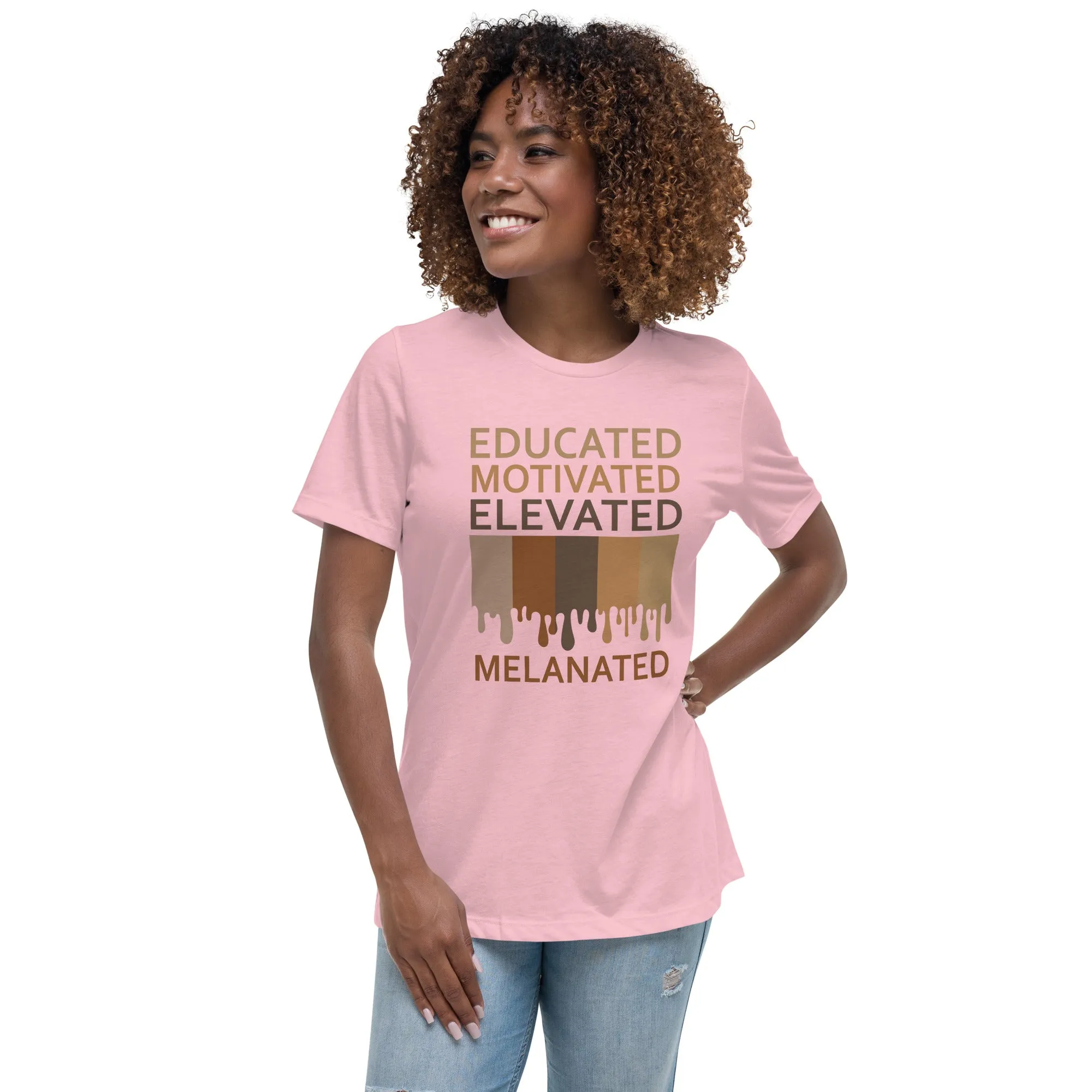 Educated Motivated Elevated Melanated Drip Women's Short Sleeve T-Shirt