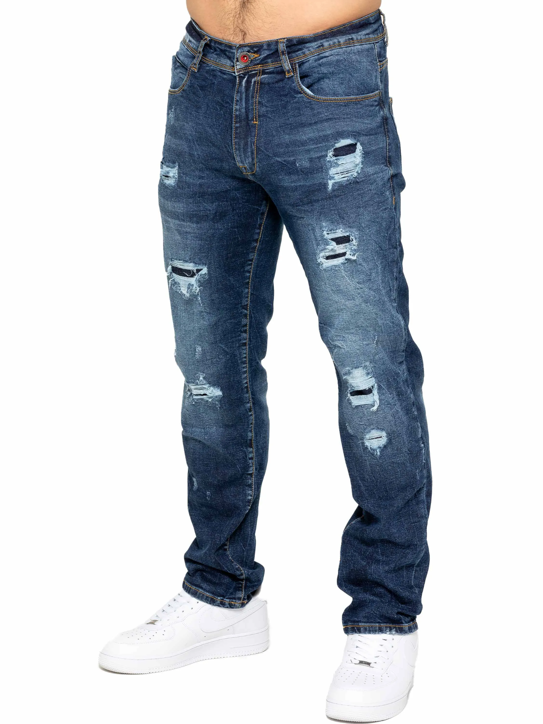 Enzo | Mens Ripped Denim Jeans