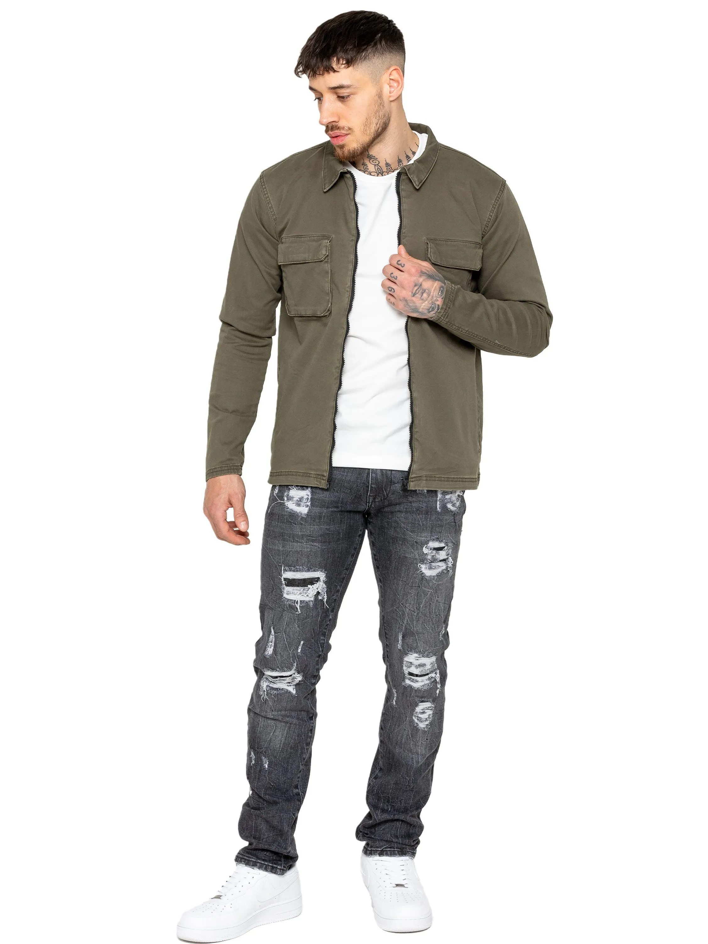 Enzo | Mens Ripped Denim Jeans