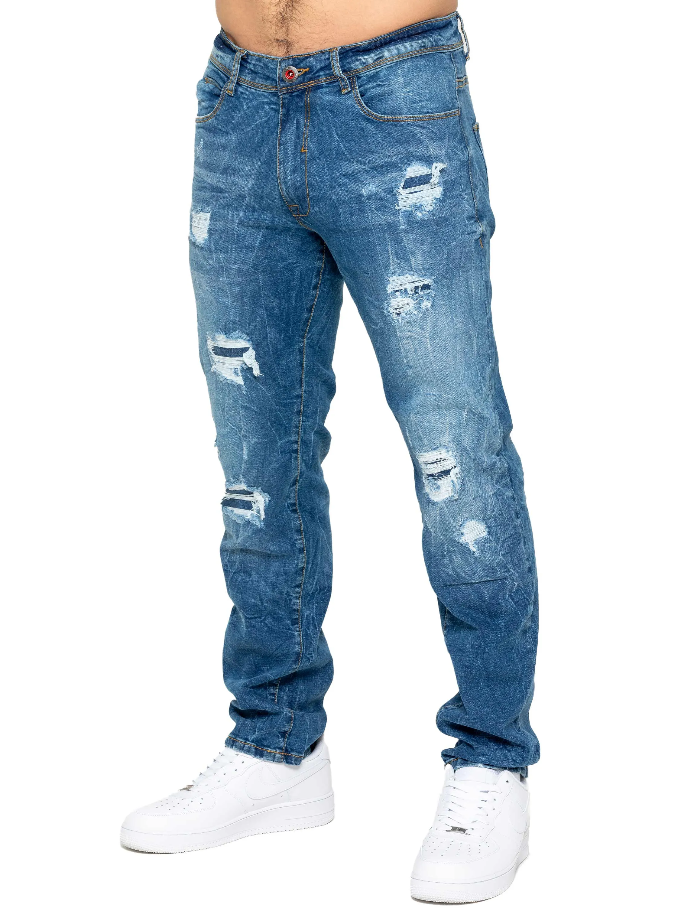 Enzo | Mens Ripped Denim Jeans