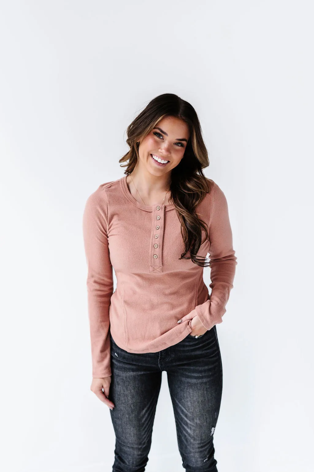 Grayson Long Sleeve Tee in Blush