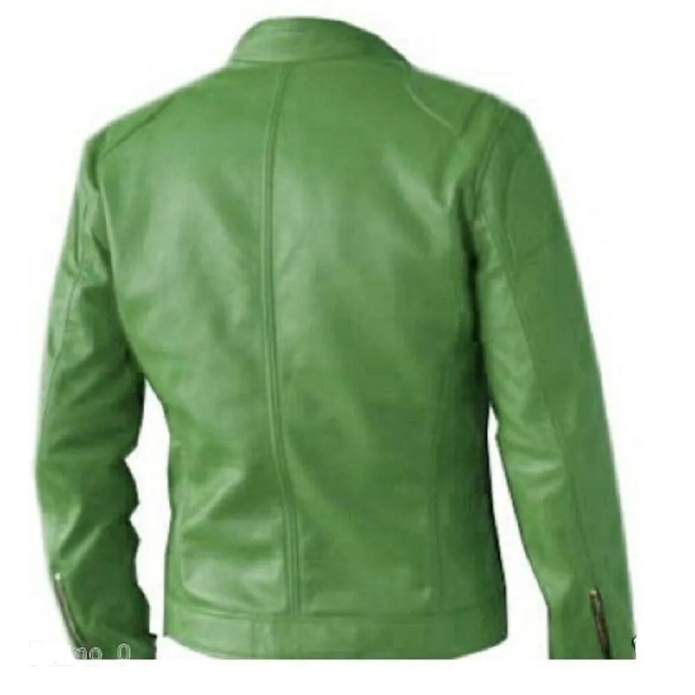 Green Leather Bomber Jacket