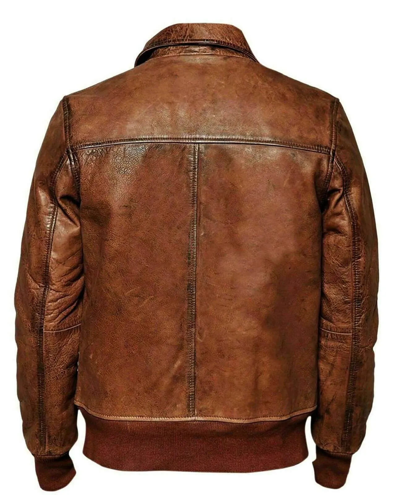 Handmade Distressed Leather Men's Brown Bomber Leather Jacket