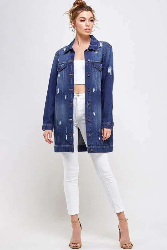 Heather Denim 3/4 Denim Jacket