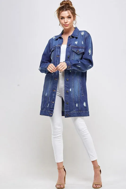 Heather Denim 3/4 Denim Jacket