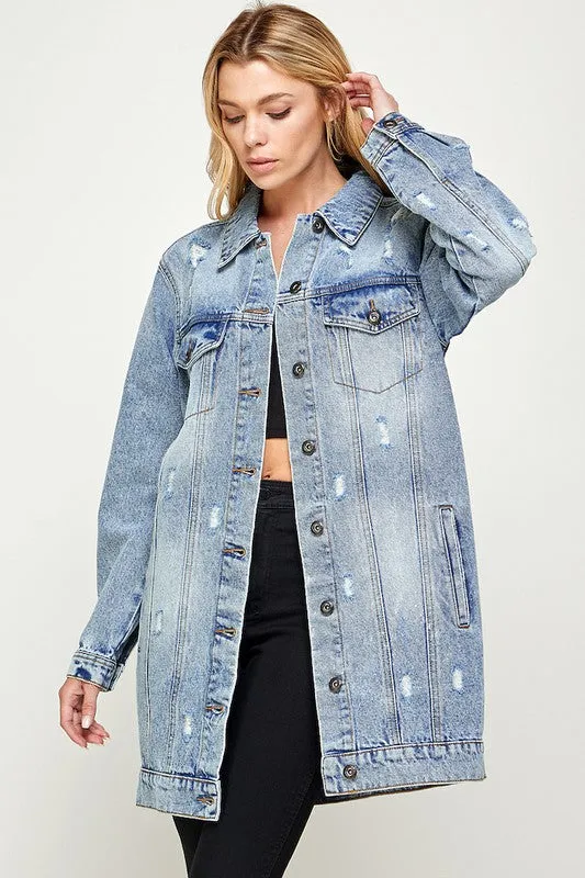 Heather Denim 3/4 Denim Jacket