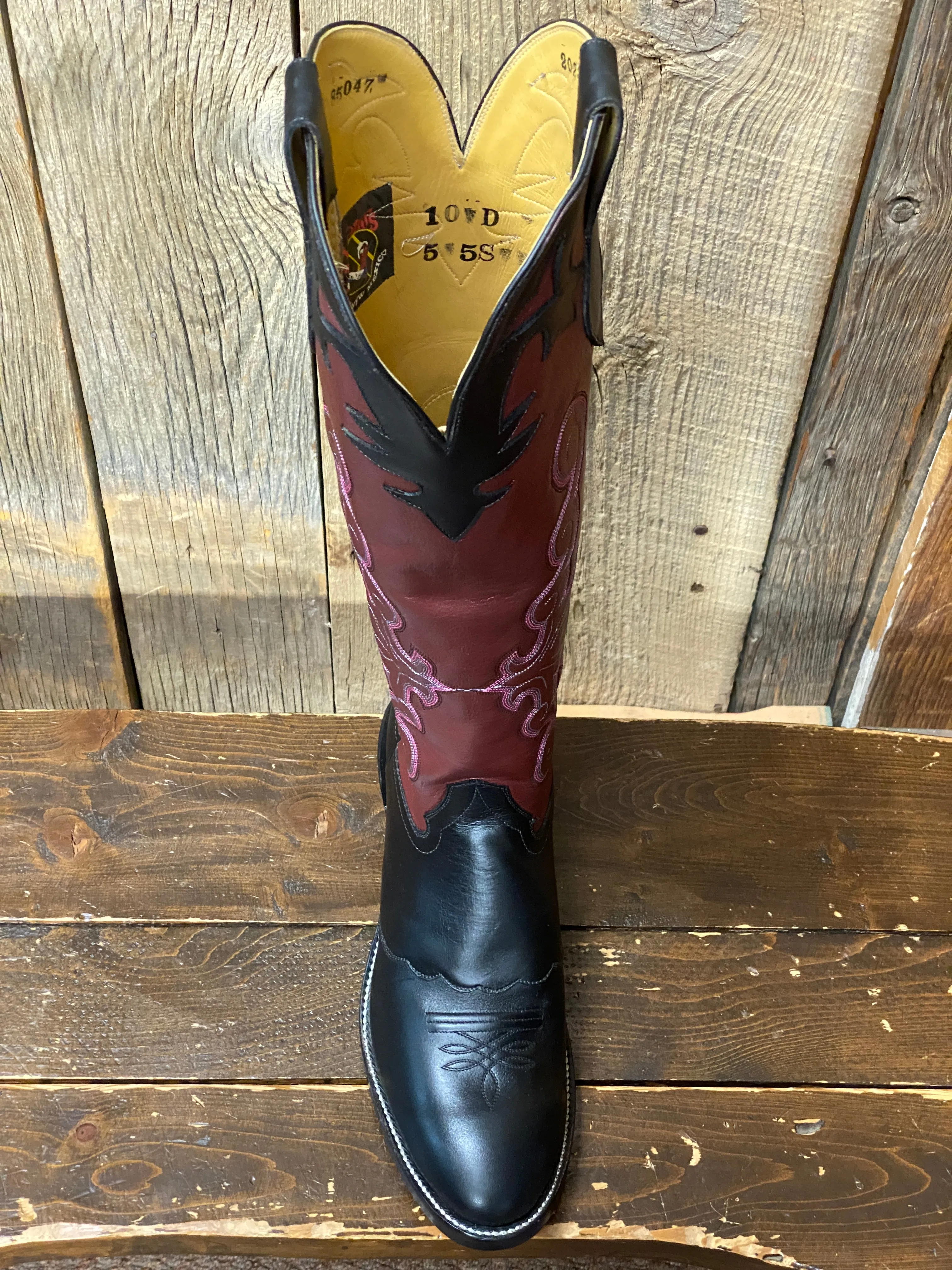 Honcho Solano® Buckaroo Bold Full Grain Leather Tall Top Cowboy Boots - Yellow / Wine / Turquoise