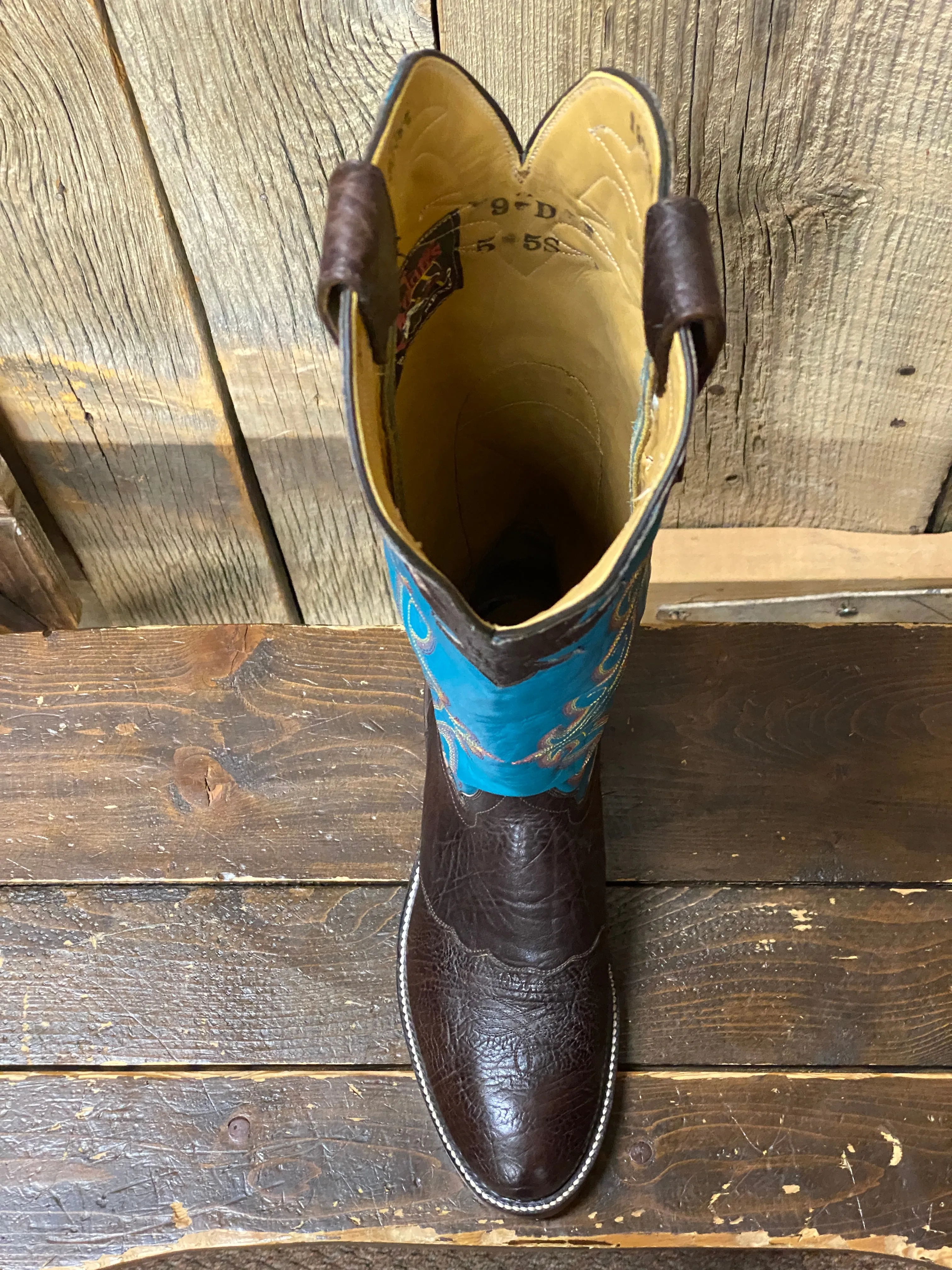 Honcho Solano® Buckaroo Bold Full Grain Leather Tall Top Cowboy Boots - Yellow / Wine / Turquoise