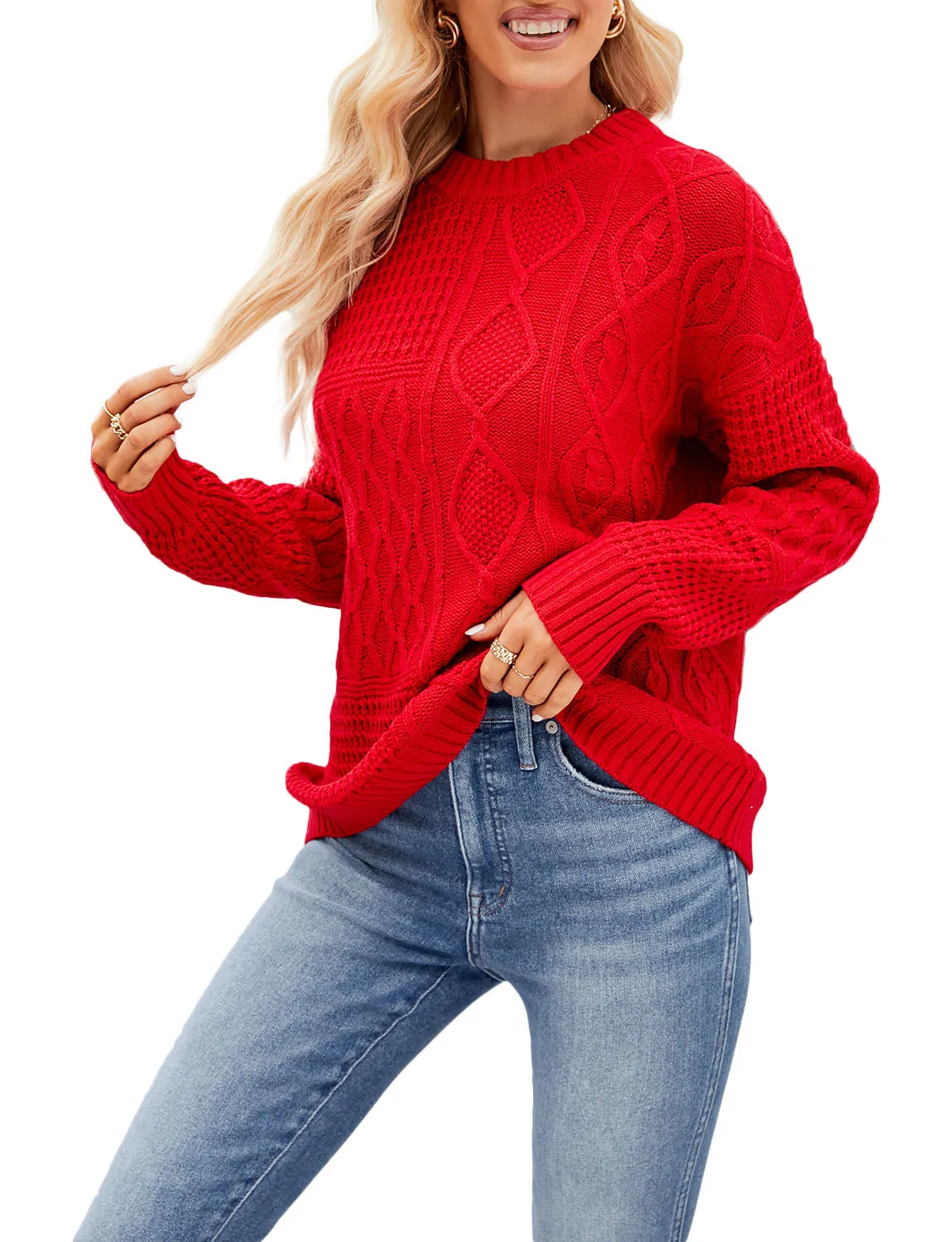 iB-iP Women's Cozy Casual Top Long Sleeve Lightweight Soft Pullover Sweater