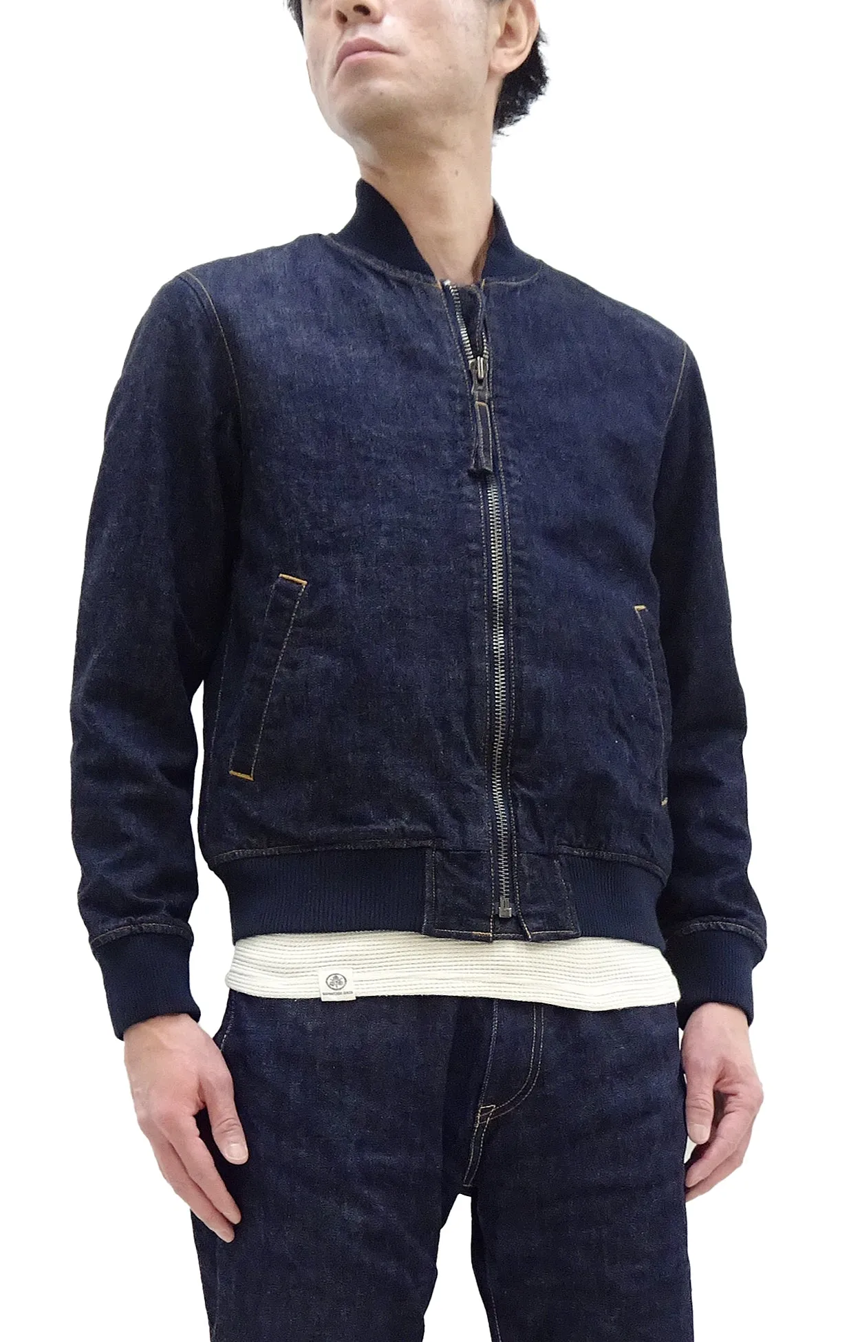 Japan Blue Jeans Denim Jacket Men's Flight Bomber Jacket Style Slim Jean Jacket JBOT1306 Indigo