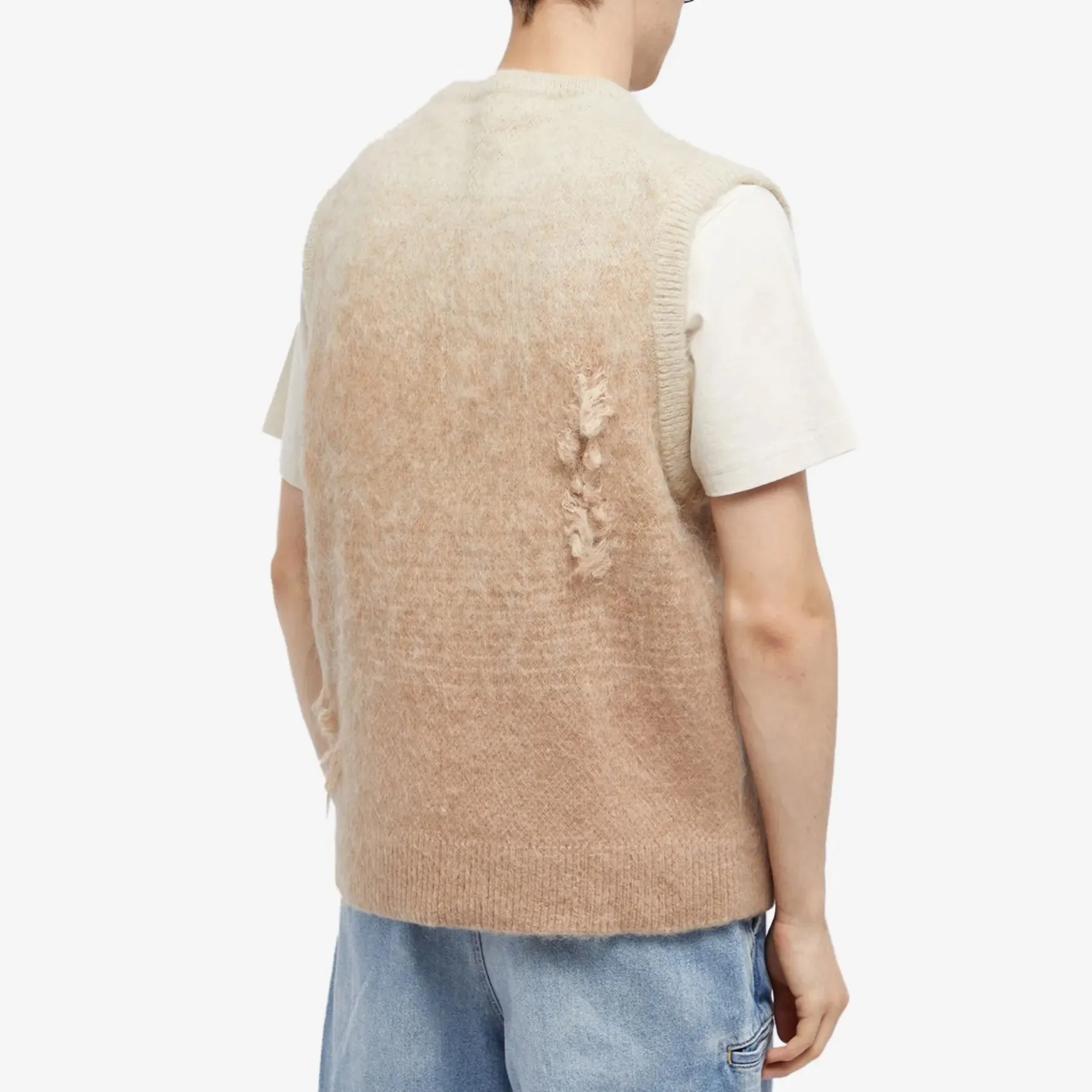 John Elliott Mohair Knit Vest, Beige