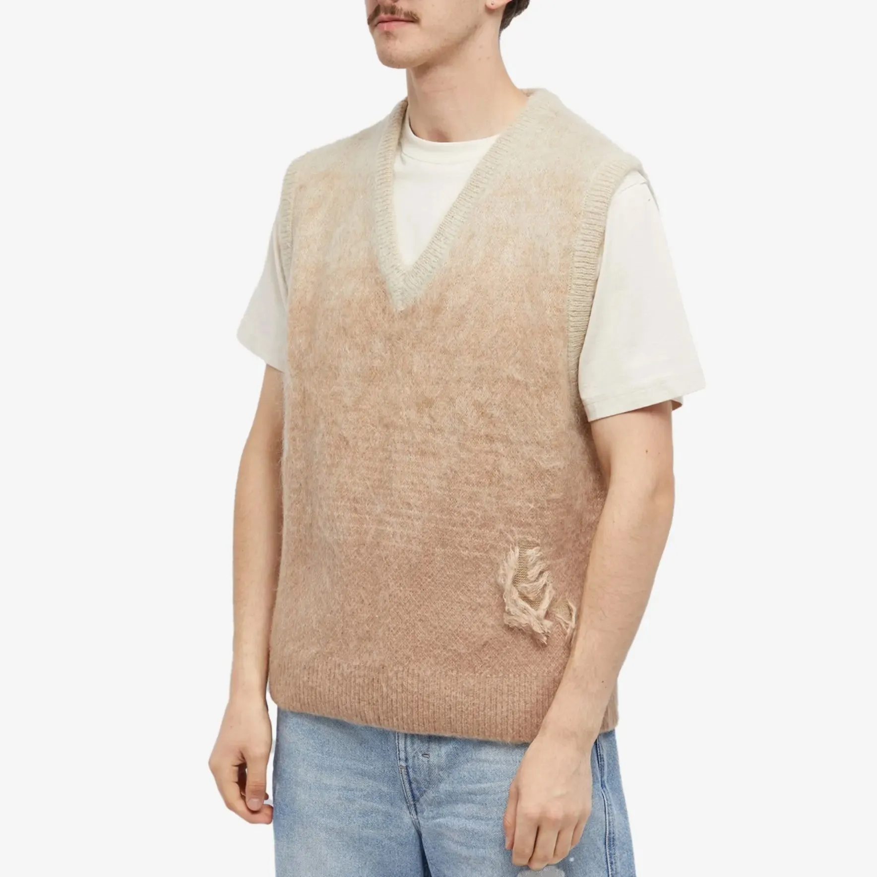 John Elliott Mohair Knit Vest, Beige