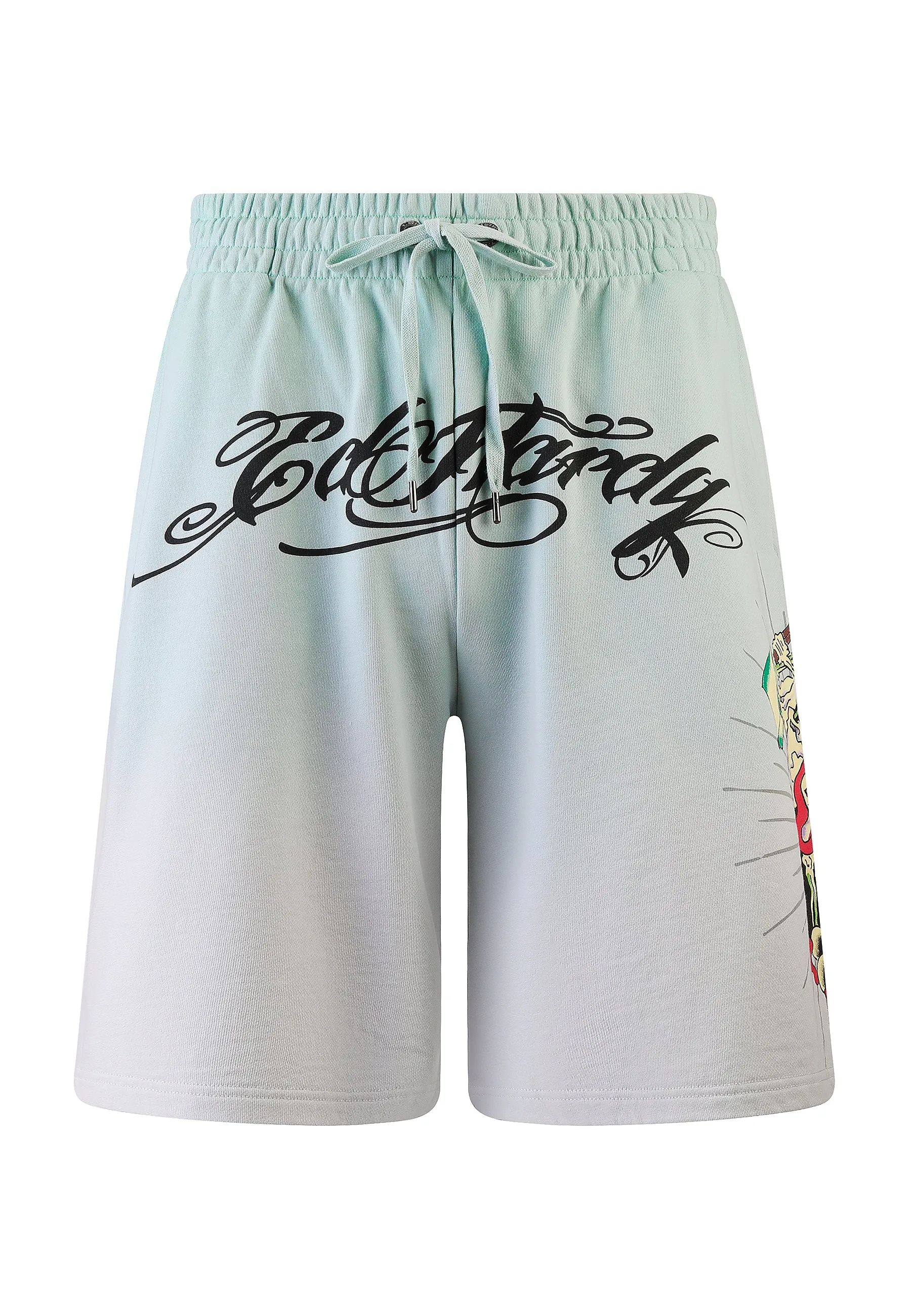 Mens Death Fighter Sweat Shorts - Light Green/Grey