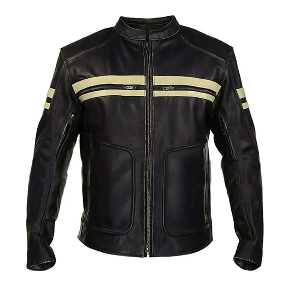 Men's Fashion Real Leather Biker Jacket Top Quality Cowhide Leather