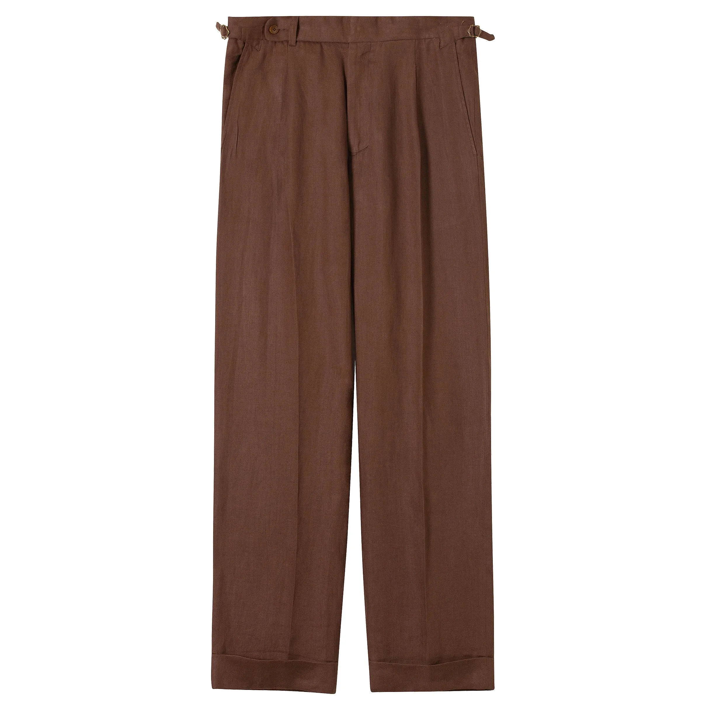 Men's Linen Suit Pants - Brown White - Smart Casual