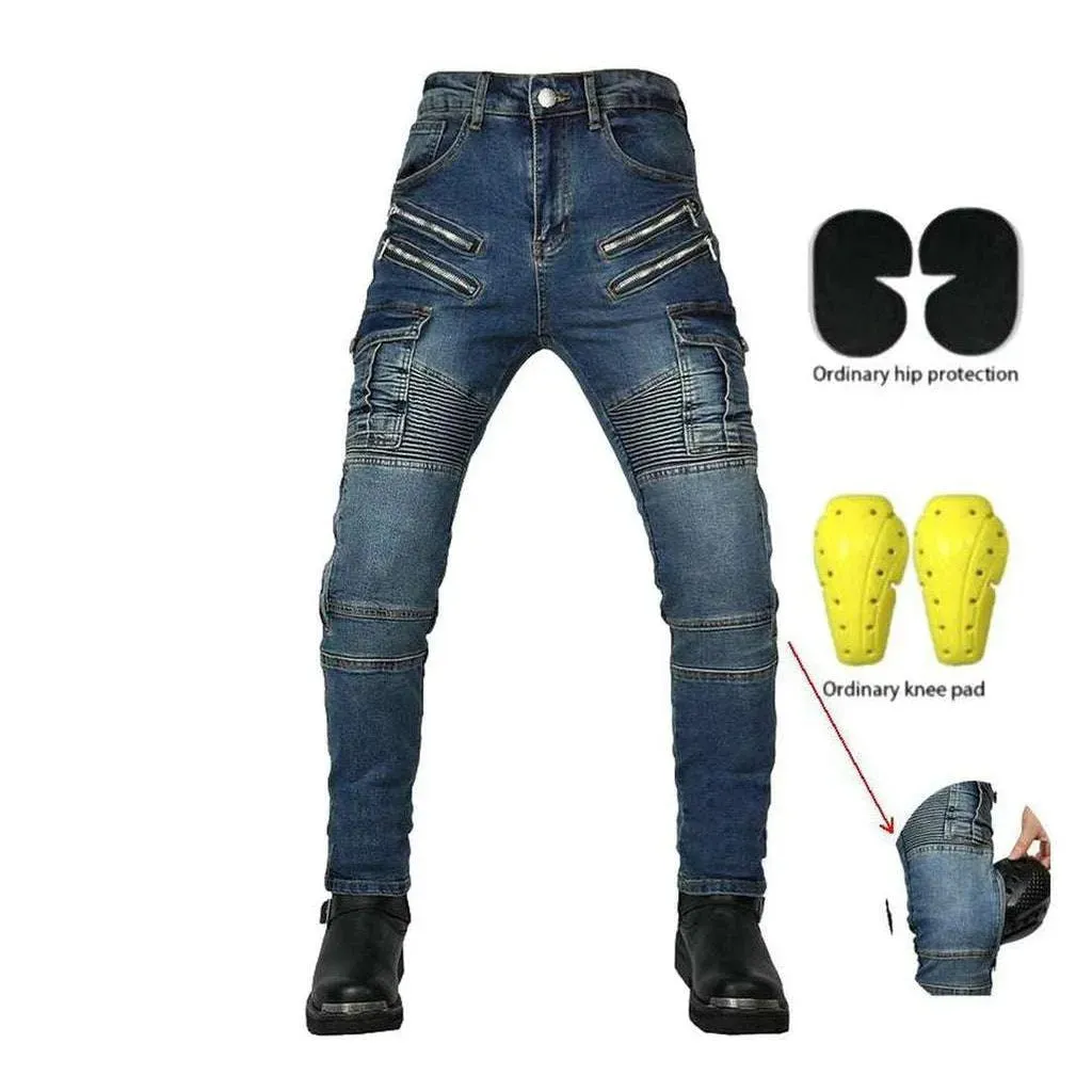 Men's moto jeans with zippers