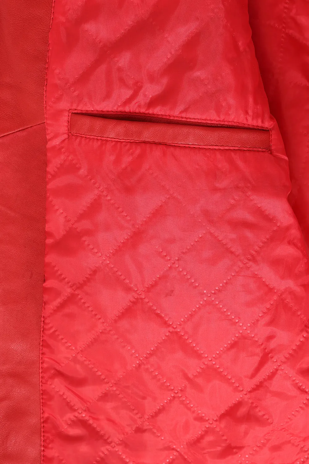 Men's Red Real Leather Racing Style Jacket with Stripes - 'FRANK'