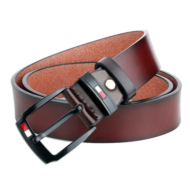 Men's Retro Black Buckle Leather Belt