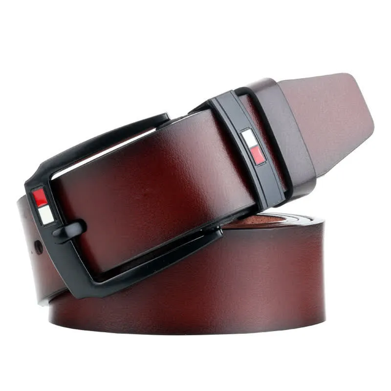 Men's Retro Black Buckle Leather Belt