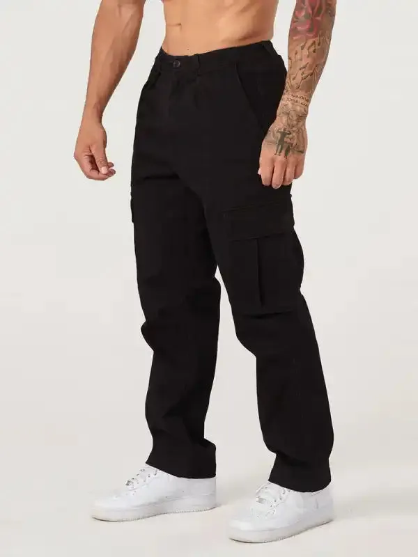 Men’s spliced solid color casual sports loose overalls