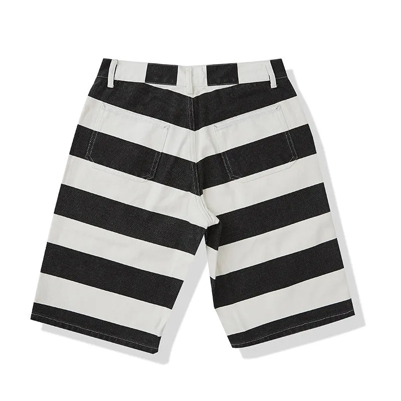 Men's Striped Moto Shorts