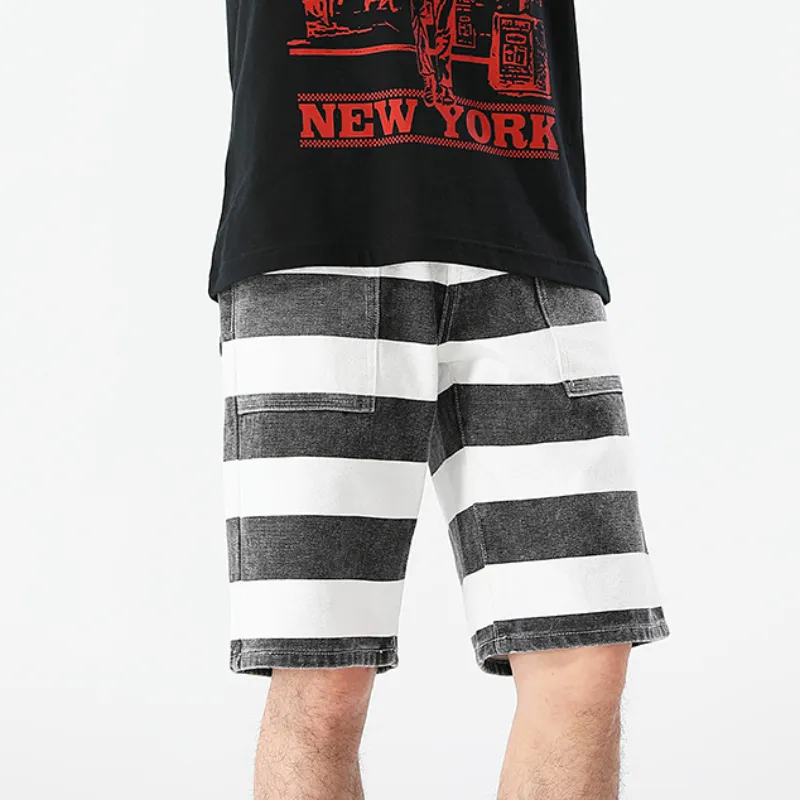 Men's Striped Moto Shorts