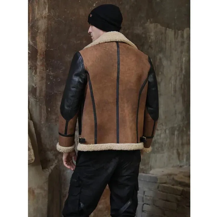 Men's Two-Tone B3 RAF Flying Aviator Sheepskin Leather Jacket