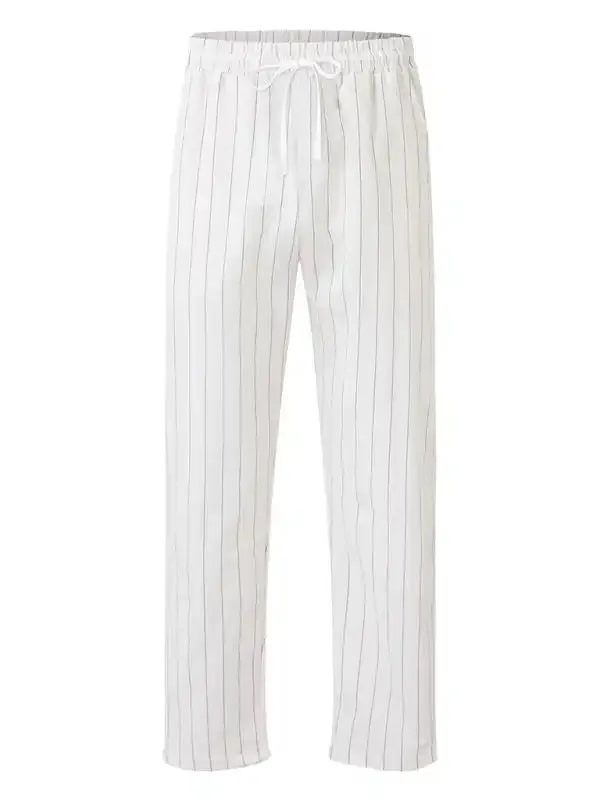 Men’s vertical striped lace-up elastic waist beach pants casual trousers