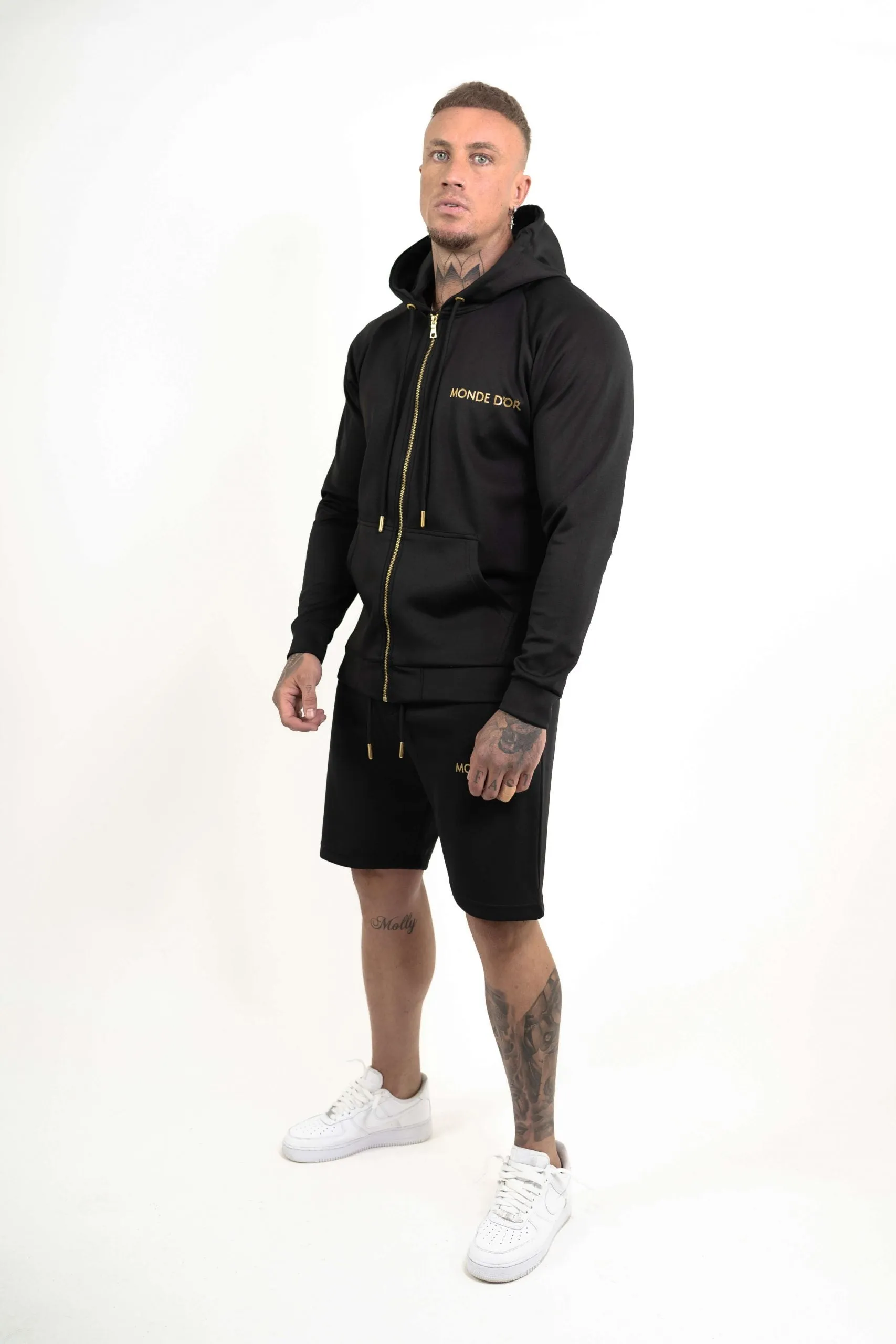 Men's Zip Up Black and Gold Hoodie