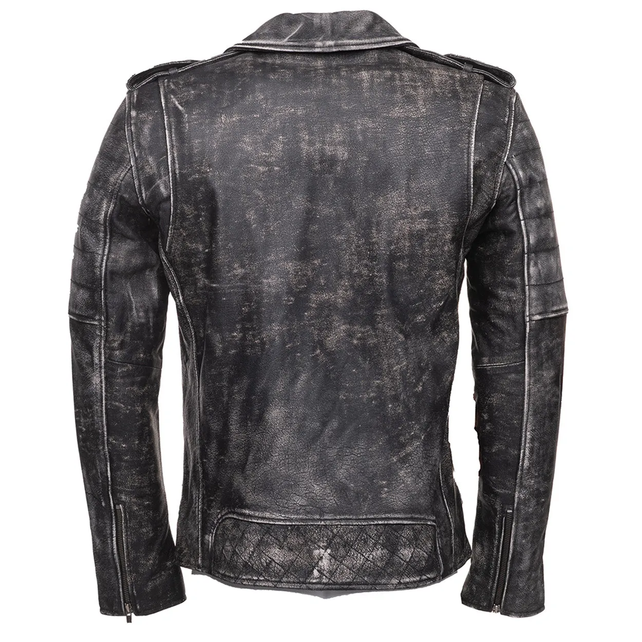 Miles stone wash biker leather jacket