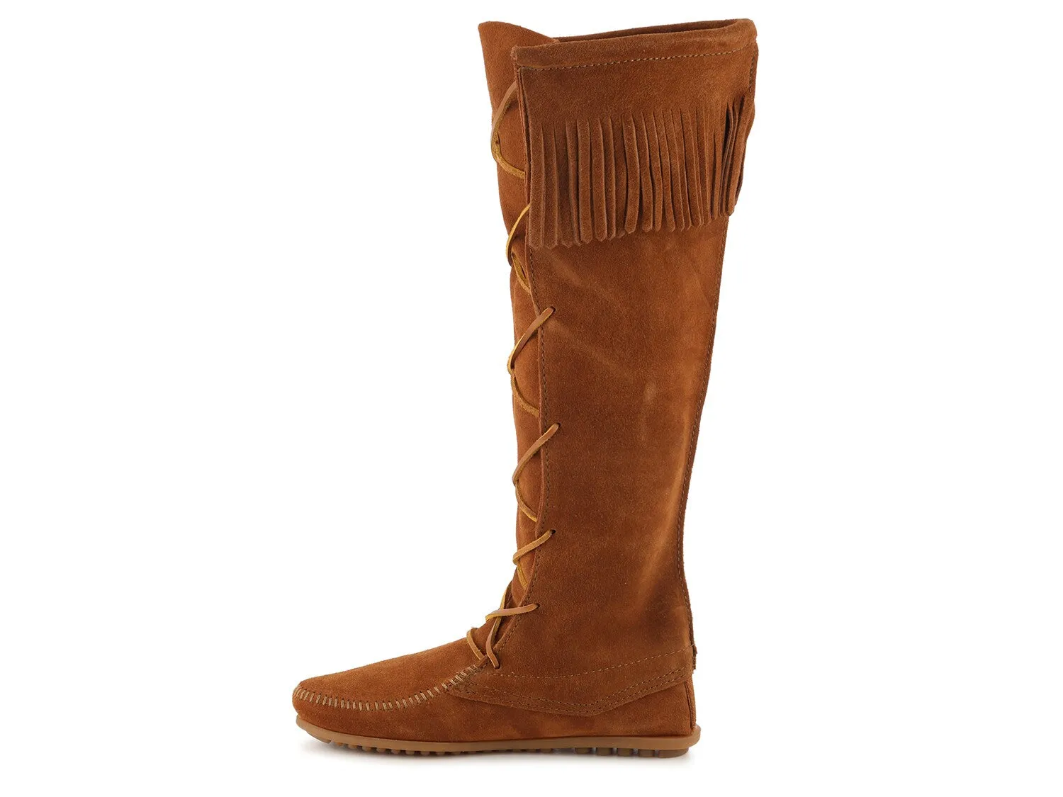 Minnetonka Lace Up Boots with Fringe, Dark Brown