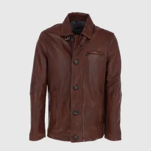 New High Quality Mens Nappa Leather Jacket Red Brown