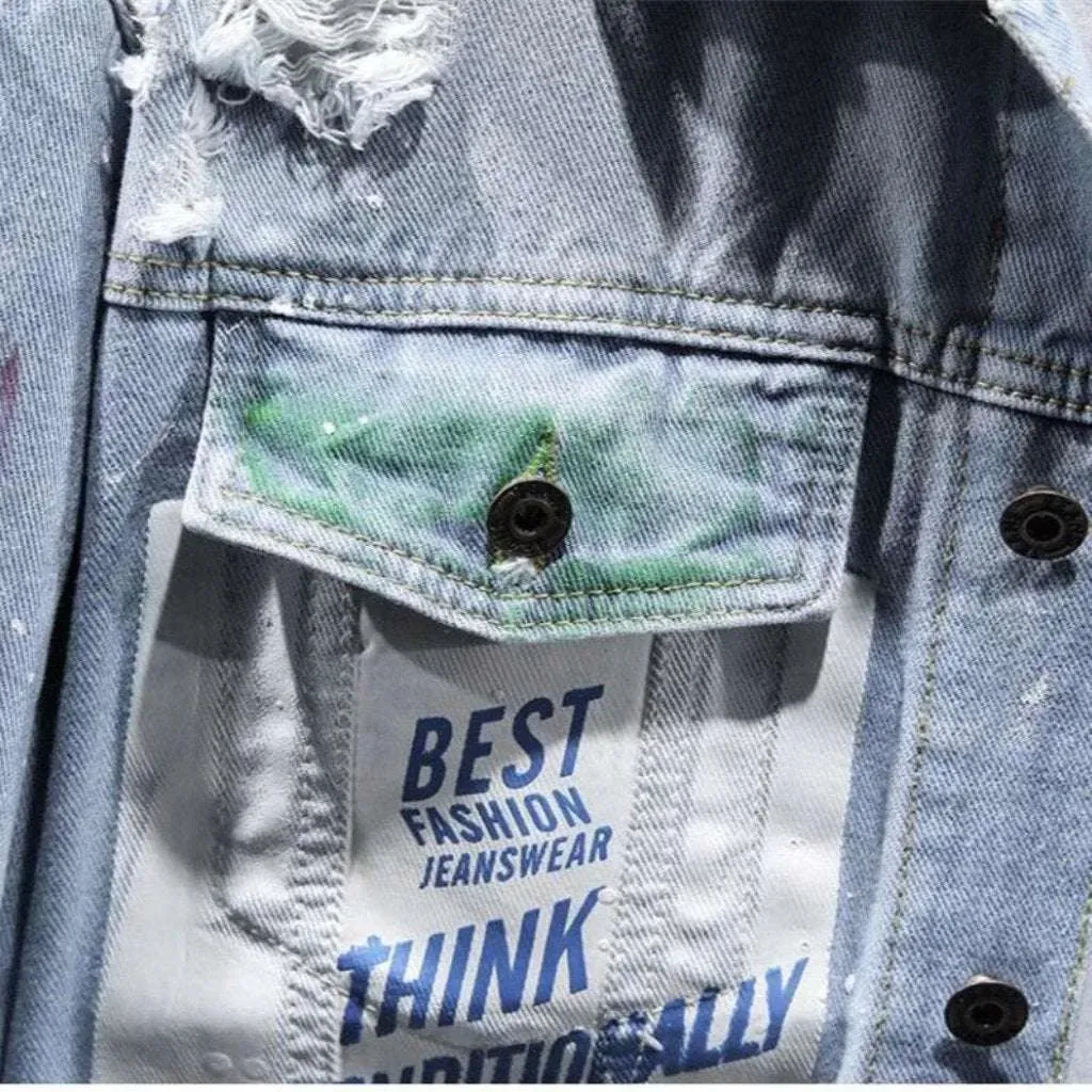 Painted y2k men's denim jacket