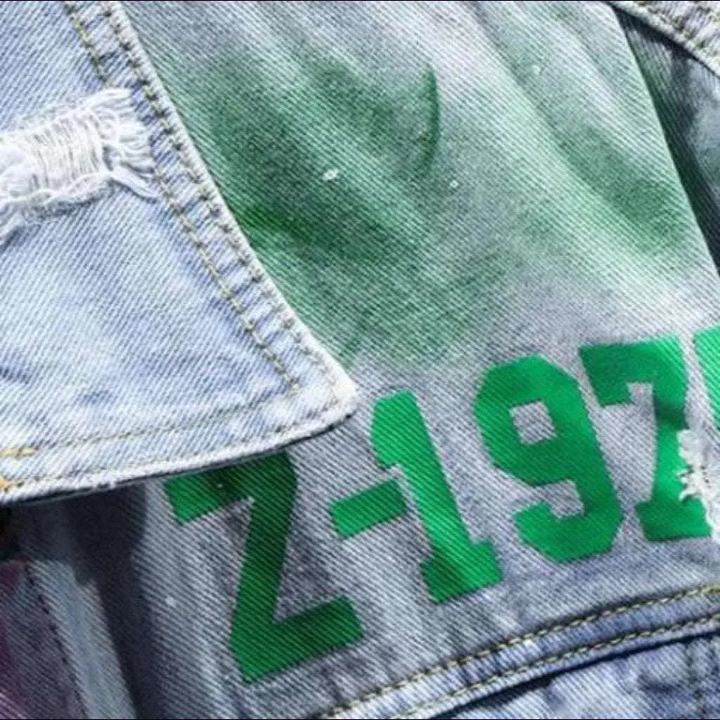 Painted y2k men's denim jacket