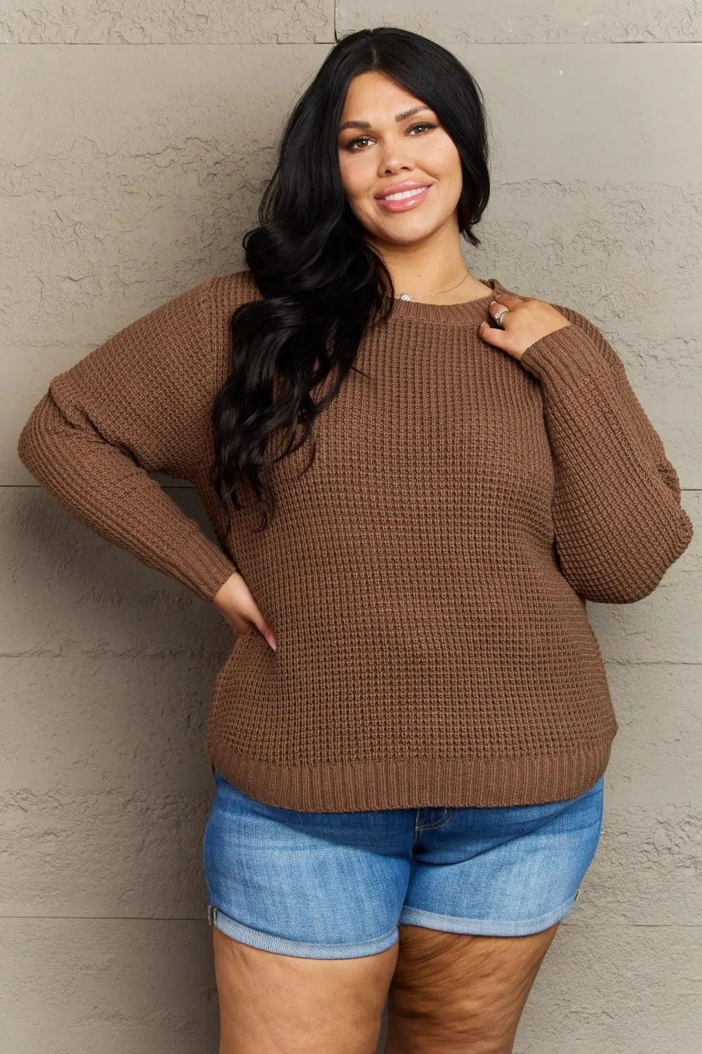 Plus Size Waffle Knit Sweater