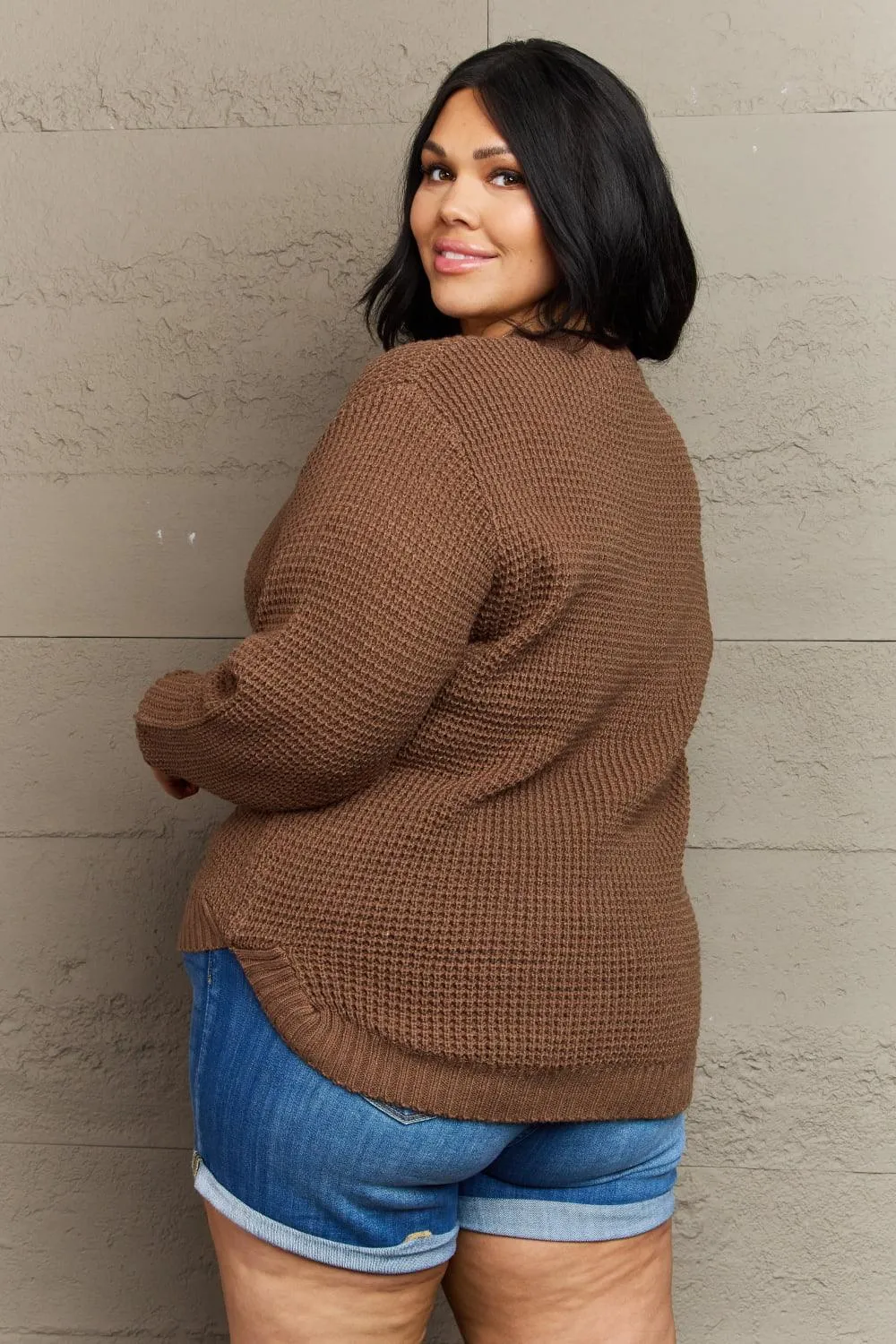 Plus Size Waffle Knit Sweater