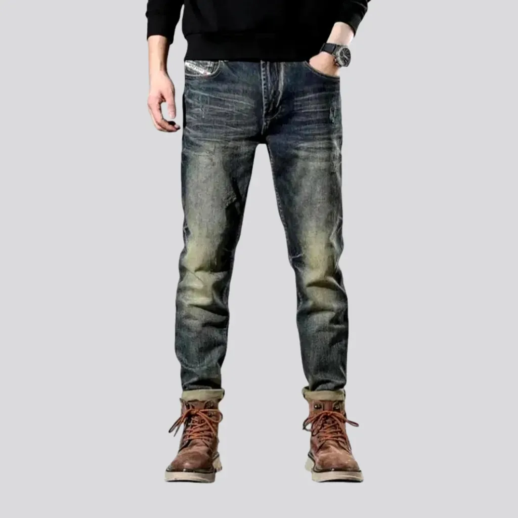 Retro style stretchable jeans for men