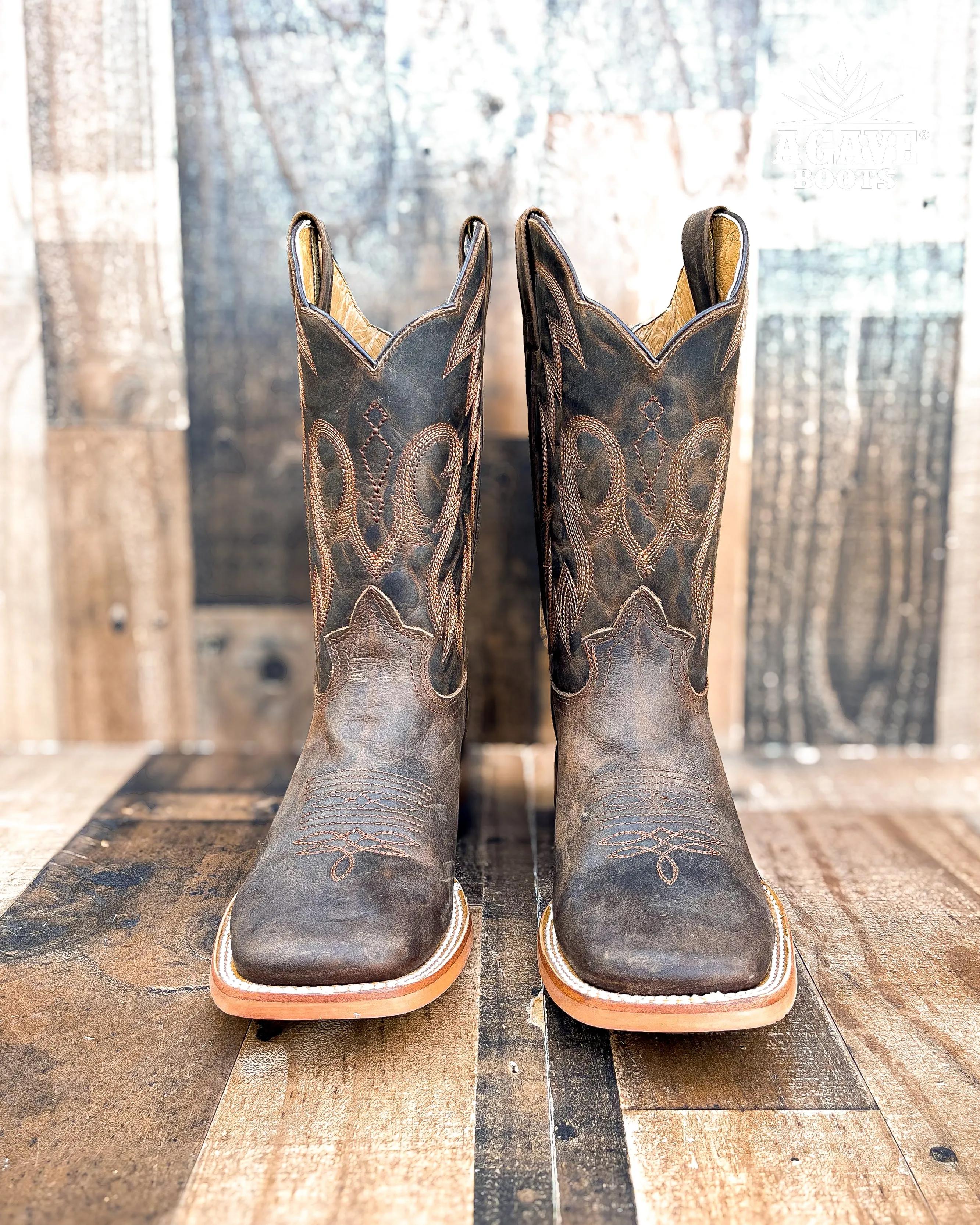 RUSTIC BROWN | MEN SQUARE TOE COWBOY BOOTS