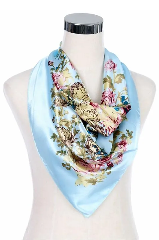 Silk Scarf Women's Fashion Pattern Large Squar Polyester Headscarf